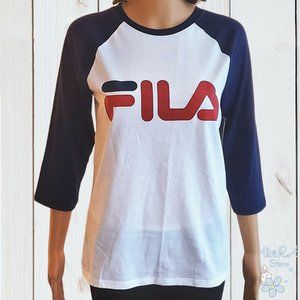 NWT FILA WOMEN'S WHITE BLUE SHORT SLEEVE T-SHIRT